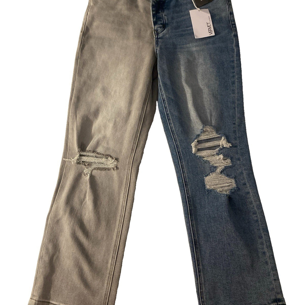 Vervet Victoria Distressed High-Rise Stretch Straight Raw Hem Jeans Size 27 NWT